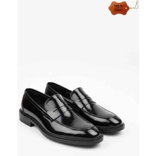 Wilcoom Hakiki Deri Parlak Siyah Loafer Erkek Klasik Ayakkabı  Parlak Rugan ve Konforlu Resmi Model Ayakkabı