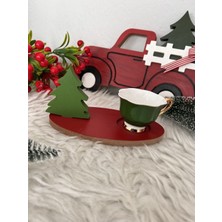 Empressco Çam Ağaclı Kahve ve Çay Sunumlukları, Kırmızı ve Yeşil, 18 Cm, Noel ve Yılbaşı Teması