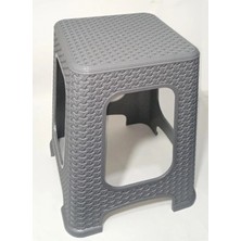 4  Adet Büyük Gri  Kir Tutmaz 45 cm Tabure Hasır Örgü Yemek Masası Oturak Alt Kuşaklı Sağla