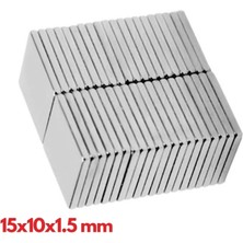 10 Adet 15X10X1.5 mm Köşeli Neodyum Mıknatıs N35 Magnet Dayanıklı Nikel Kaplama