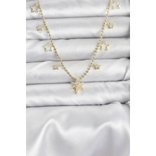 Eco Port Pirinç Gold Renk Zirkon Taşlı Kutup Yıldızı Model Kadın Kolye