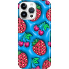 Senada iPhone 15 Pro Max Kılıf Desenli Baskılı Tpu Rubber Kapak Kiraz Çilek