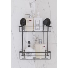 Empressco Iki Katlı Vakumlu Köşe Rafı Siyah, Pratik ve Şık Duvar Dekorasyonu