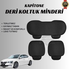 OtoÇizgi Skoda Super B Uyumlu Deri Kapitone Koltuk Minderi Koruma Kılıfı – 3’lü Set
