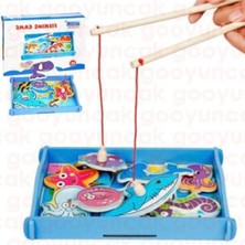 Empressco Çocuklar Için Renkli Ahşap Mıknatıslı Balık Tutma Oyunu