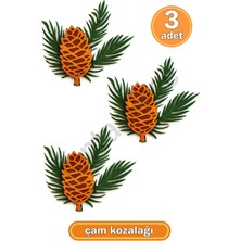 Empressco Yeşil Çam Yapraklı Kozalak Süsleri, 3 Adet, Keçeden Yılbaşı Dekoru