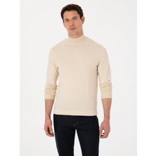 Cacharel Bej Slim Fit Pamuk Karışımlı Yarım Balıkçı Yaka Triko Kazak 50318619 VR011