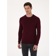Cacharel Bordo Slim Fit Pamuk Karışımlı Bisiklet Yaka Triko Kazak 50318676 VR014