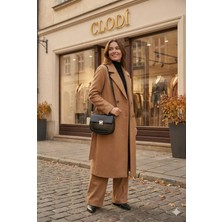 Clodi Siyah Kroko Detaylı Kilit Kapaklı Kadın El Kol ve Omuz Çantası