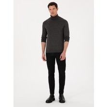 Cacharel Erkek Füme Slim Fit Pamuk Karışımlı Balıkçı Yaka Basic Triko Kazak 50318678-VR058