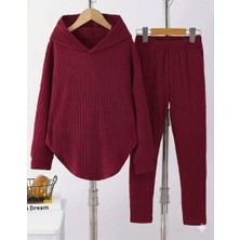 Arben Boutique Kadın Uzun Kollu Kapşonlu Meloni Bluz ve Pantolon Ikili Takım