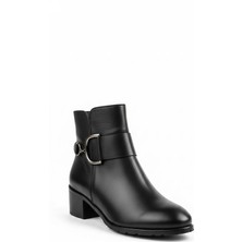 Ustalar Ayakkabı Siyah Kadın Hakiki Deri Topuklu Bot 039.245