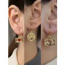 NKT Collection Bavul Hayat Ağacı Kalp Zarf Sembol Figürlü 3’lü Kadın Küpe Set