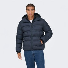 Only & Sons Union Seamless Life Puffer Erkek Lacivert Kapüşonlu Mont