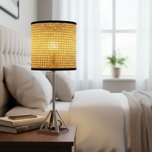 Uretti - Ahmet 9651 7273 Luxe Hazeran Rattan Abajurlu Metal Ayaklı Masa Lambası