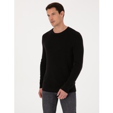 Cacharel Siyah Slim Fit Pamuk Karışımlı Bisiklet Yaka Triko Kazak 50318983 VR046