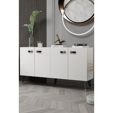 Cantek Dizayn 8222-64CT KB150 Konsol,tv Ünitesi Beyaz-Altın-Siyah