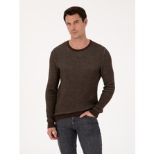 Cacharel Kahverengi Slim Fit Pamuk Karışımlı Bisiklet Yaka Triko Kazak 50318983 VR029