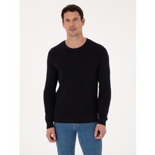 Cacharel Lacivert Slim Fit Pamuk Karışımlı Bisiklet Yaka Triko Kazak 50318983 VR033