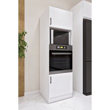 Ases Mobilya ESL0192 Çok Amaçlı Ankastre Fırın ve Mikrodalga Kiler Boy Dolap 2 Kapaklı Raflı Beyaz