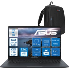 Asus Expertbook B1 B1503CVA-C78G512B4D Intel Core 7 150U 24GB Ddr5 1tb SSD 15.6"fhd 300NITS  (1920 x 1080)  Freedos Taşınabilir Bilgisayar C78G512B4DF08+ZETTAÇANTA