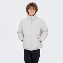 Only & Sons Pack Life Puffer Erkek Mavi Dik Yaka Mont