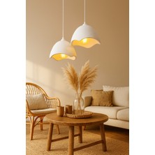 Globelux Ikili Beton Görünümlü Şapka Avize Sarkıt Loft Stil Modern, Vegan, Çevre Dostu, Salon Mutfak