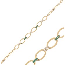 Hakan Mücevherat Renkli Taşlı Tasarım 14 Ayar Altın Bileklik