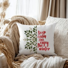 Evmila Kar Tanesi Desen Kadife Kırlent Kılıfı 43X43 cm Çift Taraf Baskılı Fermuarlı