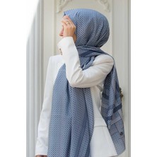 Vissona 100% Ipek Bant Desenli Indigo Renkli Şal