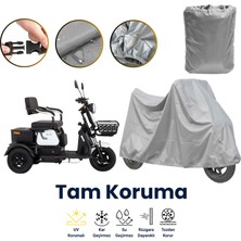 Dokaca Gri Tek Koltuklu 3 Tekerlekli Moped Brandası, Elektrikli Motosiklet Brandası