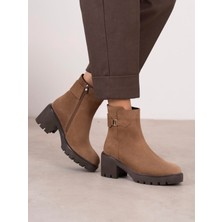 Ece'nin Butiği Oribel Camel Süet Hakiki Deri Kadın Bot