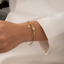 Hakan Mücevherat Taşlı Charmlı 14 Ayar Altın Bileklik