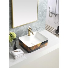 Harmeh Renkli Lavabo Turuncu Siyah Desenli Lüx Lavabo