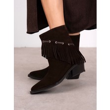 Ece'nin Butiği Puchi Kahve Süet Hakiki Deri Kadın Bot