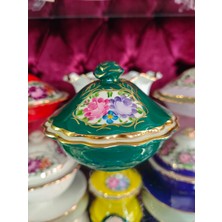 Manushum El Boyama Porselen Gülbahar Şekerlik-Zümrüt Yeşil