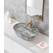 Harmeh Gri Mermer Desenli Lüx Lavabo Hijyenik Lavabo