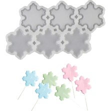 Tahtakale Toptancı Silikon Kalıp Kar Tanesi Bombeli ve Düz Şeker Lolipop Kalıbı 6 Lı