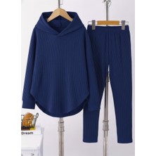 Mç Plus Kadın Uzun Kollu Kapşonlu Meloni Bluz ve Pantolon Ikili Takım