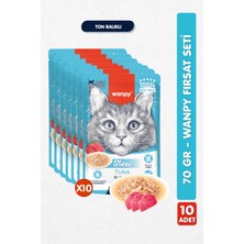 Wanpy 10LU Yetişkin Kedi Yaş Maması Ton Balıklı Premium Kalite 10 x 70 gr