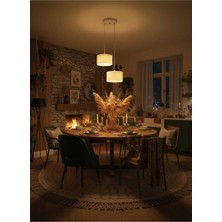 Globelux Lüks Beyaz Renk 2'li Modern Dekoratif Salon, Oturma Odası ve Mutfak Sarkıt Avize (Lamba Hediyedir)