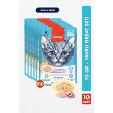 Wanpy 10LU Yavru Kedi Yaş Maması Tavuklu & Ördekli Premium Kalite 10 x 70 gr