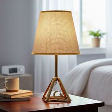 Uretti - Ahmet 9651 1264 Zümrüt Aurora Gold Metal Ayaklı Keten Abajurlu Masa Lambası