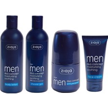 ziaja Erkekler Için 4'lü Avantajlı Bakım Seti  #2 Vücut Losyonu 300ML + Duş Jeli 300ML + Ter Önleyici Rollon 60ML + Nemlendirici Yüz Kremi