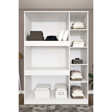 Ases Mobilya Ases ESL758 Geniş Gardırop Raflı Yüklük Dolabı Beyaz - Safir Meşe