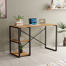 Eco Room Arvel Raflı Metal Çalışma Masası - Atlantik Çam / Siyah - 90X44X71,8 cm