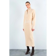 Cemo Balıkçı Yaka ve Fermuarlı Ceketli Triko Takım