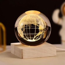Uretti - Ahmet 9651 5209 Işıklı Ahşap Kare Kaideli Dünya Temalı Cam Küre / 6 cm