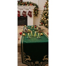 NUR MUM Yılbaşı Temalı  4 Lü Çam Ağacı Dekoratif Tealight Mum