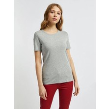 Benetton Bisiklet Yaka Gri Kadın T-Shirt 3GA2E16A2